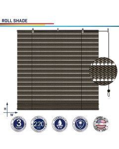 Windscreen4less Custom Outdoor Shade Blinds Patio Roll Up Blackout Shades Exterior Roller Privacy Screen for Pergola Balcony Porch Carport Deck Window, 4-7ft W x 5-15ft H Brown Hollow (3 Year Warranty)