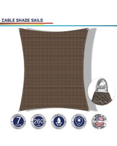 Windscreen4less Steel Wired Brown Custom Size Rectangle 2-48ft x 2-48ft A-Ring Reinforcement Heavy Duty Strengthen Durable(260GSM)-Galvanized Cable Enhanced Large Sun Shade Sail - 7 Year Warranty
