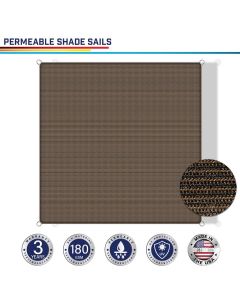 Windscreen4less Custom Size 5-24ft x 5-24ft Rectangle Straight Edge Sun Shade Sail Canopy in Color Brown for Outdoor Patio Backyard UV Block Awning with Steel D-Rings 180GSM (3 Year Warranty)