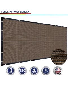 Windscreen4less Custom Size 1-16ft x 1-300ft Heavy Duty Privacy Fence Screen in Color Brown with Brass Grommet 90% Blockage Windscreen Outdoor Mesh Fencing Cover Netting 180GSM Fabric w/3-Year Warranty