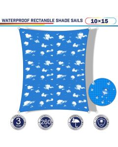 Windscreen4less Waterproof 10ft x 15ft in Color Sky Sun Shade Sail Terylene UV Blocker Rectangle Sunshade Patio Canopy Sail  (3 Year Warranty)