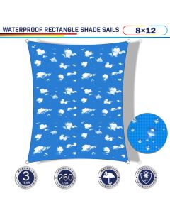 Windscreen4less Waterproof 8ft x 12ft in Color Sky Sun Shade Sail Terylene UV Blocker Rectangle Sunshade Patio Canopy Sail  (3 Year Warranty)(Customized) 