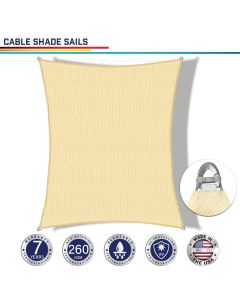 Windscreen4less Steel Wired Sand Custom Size Rectangle 2-48ft x 2-48ft A-Ring Reinforcement Heavy Duty Strengthen Durable(260GSM)-Galvanized Cable Enhanced Large Sun Shade Sail - 7 Year Warranty