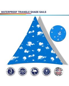Windscreen4less Terylene Waterproof Custom Size 5-24ft x 5-24ft x 5-34ft Triangle Curve Edge Sun Shade Sail in Color Sky UV Blocker Sunshade Patio Canopy Sail (3 Year Warranty)