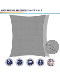 Windscreen4less Terylene Waterproof Custom Size 5-24ft x 5-24ft Rectangle Curve Edge Sun Shade Sail Canopy in Color Light Gray for Outdoor Patio Backyard Canopy Sail (3 Year Warranty)