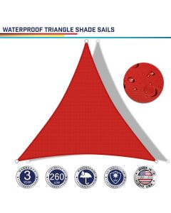 Windscreen4less Terylene Waterproof Custom Size 5-24ft x 5-24ft x 5-34ft Triangle Curve Edge Sun Shade Sail in Color Red UV Blocker Sunshade Patio Canopy Sail  (3 Year Warranty)