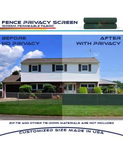 Real Scene Effect of Windscreen4less 4ft x 50ft Heavy Duty Privacy Fence Screen in Color Dark Green with Brass Grommet 88% Blockage Windscreen Outdoor Mesh Fencing Cover Netting 150GSM Fabric (3 Year Warranty)-Custom Sizes Available