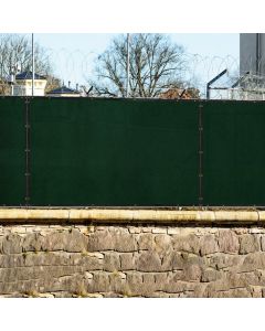 Real Scene Effect of Windscreen4less 4ft x 12ft Heavy Duty Privacy Fence Screen in Color Dark Green with Brass Grommet 88% Blockage Windscreen Outdoor Mesh Fencing Cover Netting 150GSM Fabric (3 Year Warranty)-Custom Sizes Available