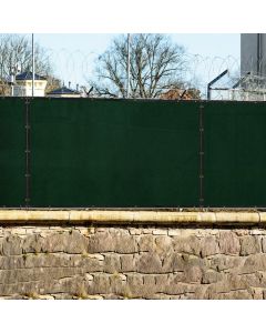 Real Scene Effect of Windscreen4less 8ft x 40ft Heavy Duty Privacy Fence Screen in Color Dark Green with Brass Grommet 88% Blockage Windscreen Outdoor Mesh Fencing Cover Netting 150GSM Fabric (3 Year Warranty)-Custom Sizes Available