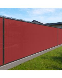 Real Scene Effect of Windscreen4less Custom Size 1-16ft x 1-90ft Heavy Duty Privacy Fence Screen in Color Red with Brass Grommet 95% Blockage Windscreen Outdoor Mesh Fencing Cover Netting 240GSM Fabric w/7-Year Warranty