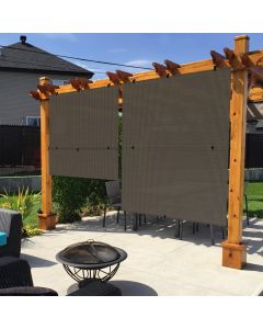 Real Scene Effect of Windscreen4less 4ft W x 6ft H Sun Shade Curtain Foldable Shade Fabric UV Blockage for Deck Pergola Yard Gazebo Patio Outdoor Indoor, Brown (3 Year Warranty)-Custom Sizes Available