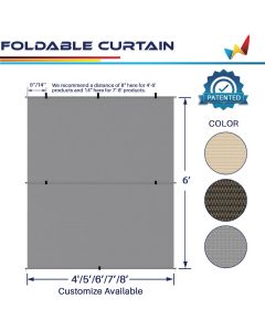 Windscreen4less 4ft W x 6ft H Sun Shade Curtain Foldable Shade Fabric UV Blockage for Deck Pergola Yard Gazebo Patio Outdoor Indoor, Light Gray (3 Year Warranty)-Custom Sizes Available