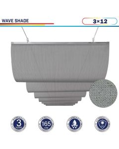 Windscreen4less Retractable Canopy Replacement Cover for Pergola Slide On Wire Cover Awning for Gazebo Trellis Hot Tub Top Cover Patio Deck Yard Porch Wave Shade 90% UV Blockage 3ft W x 12ft L Light Gray 165GSM (3 Year Warranty)-Custom Sizes Available