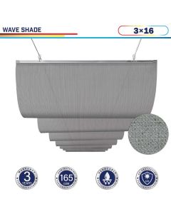 Windscreen4less Retractable Canopy Replacement Cover for Pergola Slide On Wire Cover Awning for Gazebo Trellis Hot Tub Top Cover Patio Deck Yard Porch Wave Shade 90% UV Blockage 3ft W x 16ft L Light Gray 165GSM (3 Year Warranty)-Custom Sizes Available