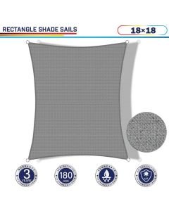 Windscreen4less 18ft x 18ft Rectangle Curve Edge Sun Shade Sail Canopy in Color Light Gray for Outdoor Patio Backyard UV Block Awning with Steel D-Rings 180GSM (3 Year Warranty) - Customized Sizes Available