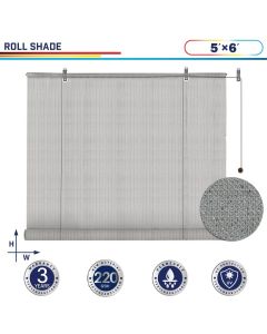Windscreen4less Outdoor Shade Blinds Patio Roll Up Blackout Shades Exterior Roller Privacy Screen for Pergola Balcony Porch Carport Deck Window, 5ft W x 6ft H Light Gray (3 Year Warranty)-Custom Sizes Available