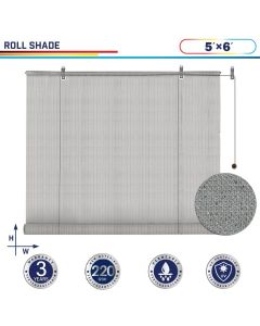 Windscreen4less Outdoor Shade Blinds Patio Roll Up Blackout Shades Exterior Roller Privacy Screen for Pergola Balcony Porch Carport Deck Window, 5ft W x 6ft H Light Gray (3 Year Warranty)-Custom Sizes Available(Customized) 