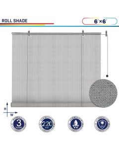 Windscreen4less Outdoor Shade Blinds Patio Roll Up Blackout Shades Exterior Roller Privacy Screen for Pergola Balcony Porch Carport Deck Window, 6ft W x 6ft H Light Gray (3 Year Warranty)-Custom Sizes Available