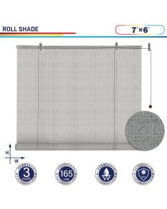 Windscreen4less Exterior Roller Shade Blinds Outdoor Roll Up Shade with 90% UV Protection Privacy for Deck Backyard Gazebo Pergola Balcony Patio Porch Carport 7ft W x 6ft H Light Gray 165GSM (3 Year Warranty)-Custom Sizes Available(Customized) 
