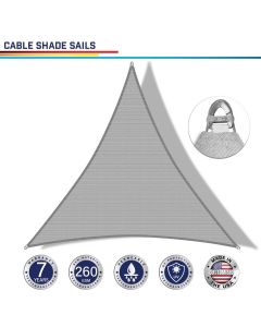 Windscreen4less Steel Wired Light Gray Custom Size Triangle 2-48ft x 2-48ft x 2-68ft A-Ring Reinforcement Heavy Duty Strengthen Durable(260GSM)-Galvanized Cable Enhanced Large Sun Shade Sail - 7 Year Warranty