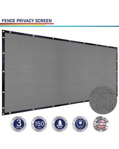 Windscreen4less Custom Size 4-8ft x 1-320ft Heavy Duty Privacy Fence Screen in Color Gray with Brass Grommet 88% Blockage Windscreen Outdoor Mesh Fencing Cover Netting 150GSM Fabric w/3-Year Warranty