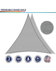 Windscreen4less Custom Size 2-28ft x 2-28ft x 2-40ft Triangle Curve Edge Sun Shade Sail Canopy in Color Light Gray for Outdoor Patio Backyard UV Block Awning with Steel D-Rings 180GSM (3 Year Warranty)