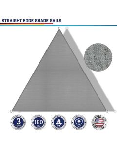 Windscreen4less Custom Size 5-24ft x 5-24ft x 5-34ft Triangle Straight Edge Sun Shade Sail Canopy in Color Light Gray for Outdoor Patio Backyard UV Block Awning with Steel D-Rings 180GSM (3 Year Warranty)