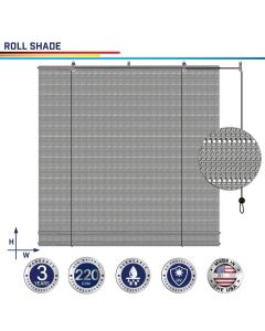 Windscreen4less Custom Outdoor Shade Blinds Patio Roll Up Blackout Shades Exterior Roller Privacy Screen for Pergola Balcony Porch Carport Deck Window, 4-8ft W x 5-15ft H Gray Hollow (3 Year Warranty)