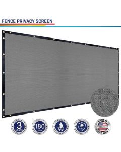 Windscreen4less Custom Size 1-16ft x 1-300ft Heavy Duty Privacy Fence Screen in Color Gray with Brass Grommet 90% Blockage Windscreen Outdoor Mesh Fencing Cover Netting 180GSM Fabric w/3-Year Warranty