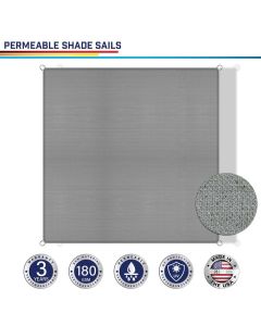 Windscreen4less Custom Size 5-24ft x 5-24ft Rectangle Straight Edge Sun Shade Sail Canopy in Color Light Gray for Outdoor Patio Backyard UV Block Awning with Steel D-Rings 180GSM (3 Year Warranty)