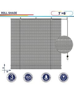 Windscreen4less Exterior Roller Shade Blinds Outdoor Roll Up Shade with 90% UV Protection Privacy for Deck Backyard Gazebo Pergola Balcony Patio Porch Carport 7ft W x 6ft H Gray Hollow 165GSM (3 Year Warranty)-Custom Sizes Available(Customized) 