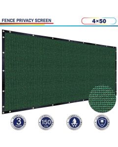 Windscreen4less 4ft x 50ft Heavy Duty Privacy Fence Screen in Color Dark Green with Brass Grommet 88% Blockage Windscreen Outdoor Mesh Fencing Cover Netting 150GSM Fabric (3 Year Warranty)-Custom Sizes Available