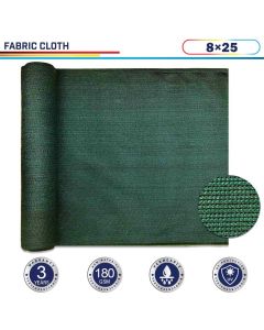 Windscreen4less Dark Green Sunblock Shade Cloth,95% UV Block Shade Fabric Roll 8ft x 25ft (3 Year Warranty)-Custom Sizes Available