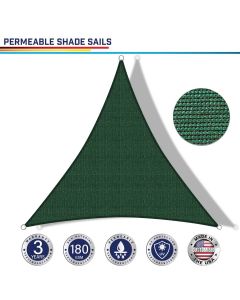Windscreen4less Custom Size 2-28ft x 2-28ft x 2-40ft Triangle Curve Edge Sun Shade Sail Canopy in Color Dark Green for Outdoor Patio Backyard UV Block Awning with Steel D-Rings 180GSM (3 Year Warranty)