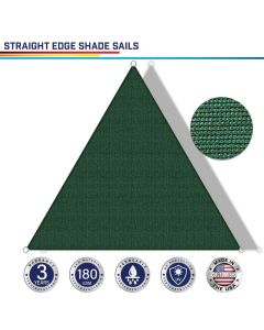 Windscreen4less Custom Size 5-24ft x 5-24ft x 5-34ft Triangle Straight Edge Sun Shade Sail Canopy in Color Dark Green for Outdoor Patio Backyard UV Block Awning with Steel D-Rings 180GSM (3 Year Warranty)