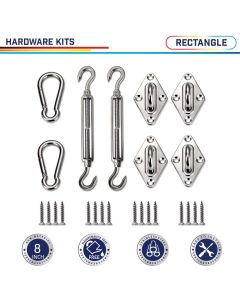 Windscreen4less Sun Shade Sail Hardware Kit - 8 Inches - Super Heavy Duty - For Square and Rectangle Sun Shade Sail