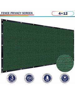 Windscreen4less 4ft x 12ft Heavy Duty Privacy Fence Screen in Color Dark Green with Brass Grommet 88% Blockage Windscreen Outdoor Mesh Fencing Cover Netting 150GSM Fabric (3 Year Warranty)-Custom Sizes Available