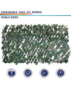 Windscreen4less Artificial Leaf Faux Ivy Expandable/Stretchable Privacy Fence Screen Single Side Leaves 2pcs