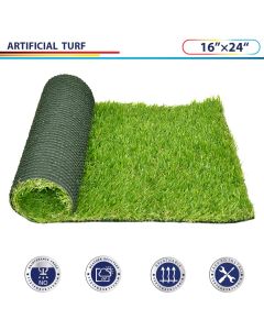 Windscreen4less 16'' x 24'' Artificial Grass Turf Realistic Fake Grass Turf Synthetic Pet Turf, Outdoor/Indoor Fake Grass Rug Astroturf for Dogs with Drainage Holes, Pile Height:35mm - Custom Sizes Available