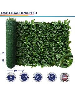 Windscreen4less Custom Size 3-6ft H x 2-60ft L Artificial Faux Ivy Leaf Decorative Fence Screen Green Faux Laurel Leaves Fence Panel