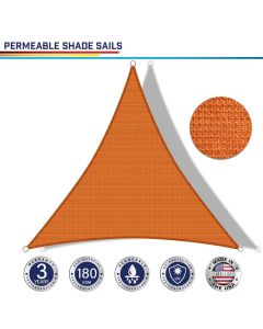Windscreen4less Custom Size 2-28ft x 2-28ft x 2-40ft Triangle Curve Edge Sun Shade Sail Canopy in Color Orange for Outdoor Patio Backyard UV Block Awning with Steel D-Rings 180GSM (3 Year Warranty)