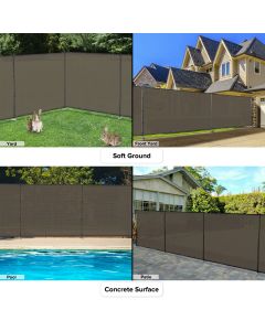 Real Scene Effect of Windscreen4less 5FT x12FT Brown Outdoor Fence Fencing Kit with Poles and Rails Ground Spikes Privacy Fence for Dog Yard Pool Garden Safety Chicken Fence Temporary Painted Iron Pole 