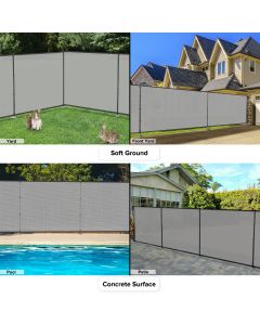 Real Scene Effect of Windscreen4less custom 5FT H x 2-150FT L Color Light Gray Outdoor Fence Fencing Kit with Poles and Rails Ground Spikes Privacy Fence for Dog Yard Pool Garden Safety Chicken Fence Temporary Painted Iron Pole 