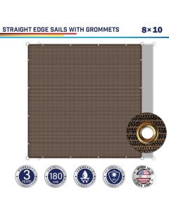 Windscreen4less 8ft x 10ft Pergola Shade Cover with Grommets, Rectangle Sun Shade Sail for Outdoor, Patio, Garden, Backyard, Brown  (3 Year Warranty) - Customized Sizes Available