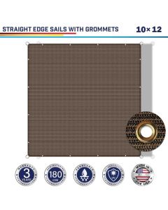 Windscreen4less 10ft x 12ft Pergola Shade Cover with Grommets, Rectangle Sun Shade Sail for Outdoor, Patio, Garden, Backyard, Brown  (3 Year Warranty) - Customized Sizes Available