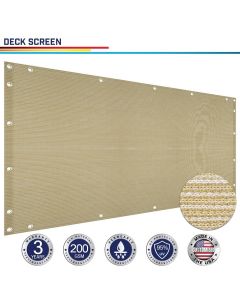 Windscreen4less Custom Size 3ft x 1-320ft Beige Deck Balcony Privacy Screen for Deck Pool Fence Railings Apartment Balcony Privacy Screen for Patio Yard Porch Chain Link Fence Condo with Zip Ties (3 Year Warranty)-Custom Sizes Available