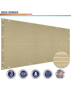 Windscreen4less Custom Size 2.5ft - 3ft x 1-320ft Beige Deck Balcony Privacy Screen for Deck Pool Fence Railings Apartment Balcony Privacy Screen for Patio Yard Porch Chain Link Fence Condo with Zip Ties (3 Year Warranty)-Custom Sizes Available