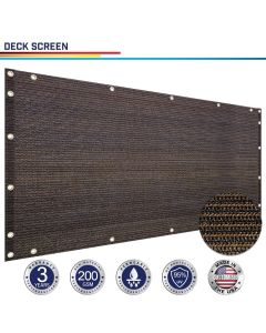 Windscreen4less Custom Size 3ft x 1-320ft Brown Deck Balcony Privacy Screen for Deck Pool Fence Railings Apartment Balcony Privacy Screen for Patio Yard Porch Chain Link Fence Condo with Zip Ties (3 Year Warranty)-Custom Sizes Available