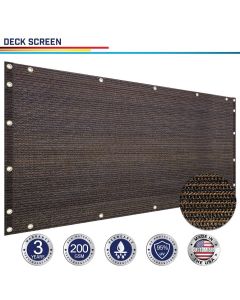 Windscreen4less Custom Size 2.5 - 3ft x 1-300ft Brown Deck Balcony Privacy Screen for Deck Pool Fence Railings Apartment Balcony Privacy Screen for Patio Yard Porch Chain Link Fence Condo with Zip Ties (3 Year Warranty)-Custom Sizes Available