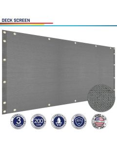 Windscreen4less Custom Size 3ft x 1-320ft Gray Deck Balcony Privacy Screen for Deck Pool Fence Railings Apartment Balcony Privacy Screen for Patio Yard Porch Chain Link Fence Condo with Zip Ties (3 Year Warranty)-Custom Sizes Available